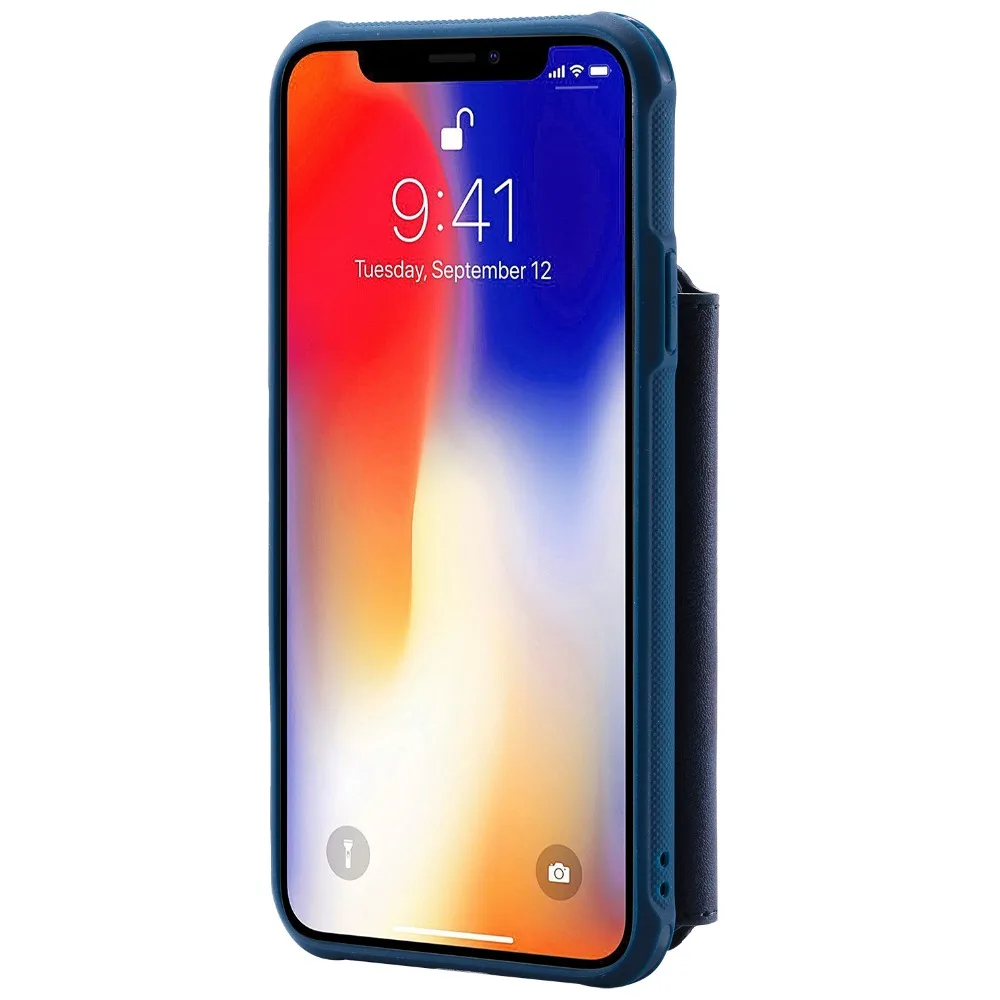 Ударопрочный чехол на молнии с магнитными отделениями для карт iPhone 6 6s 7 8 X модный