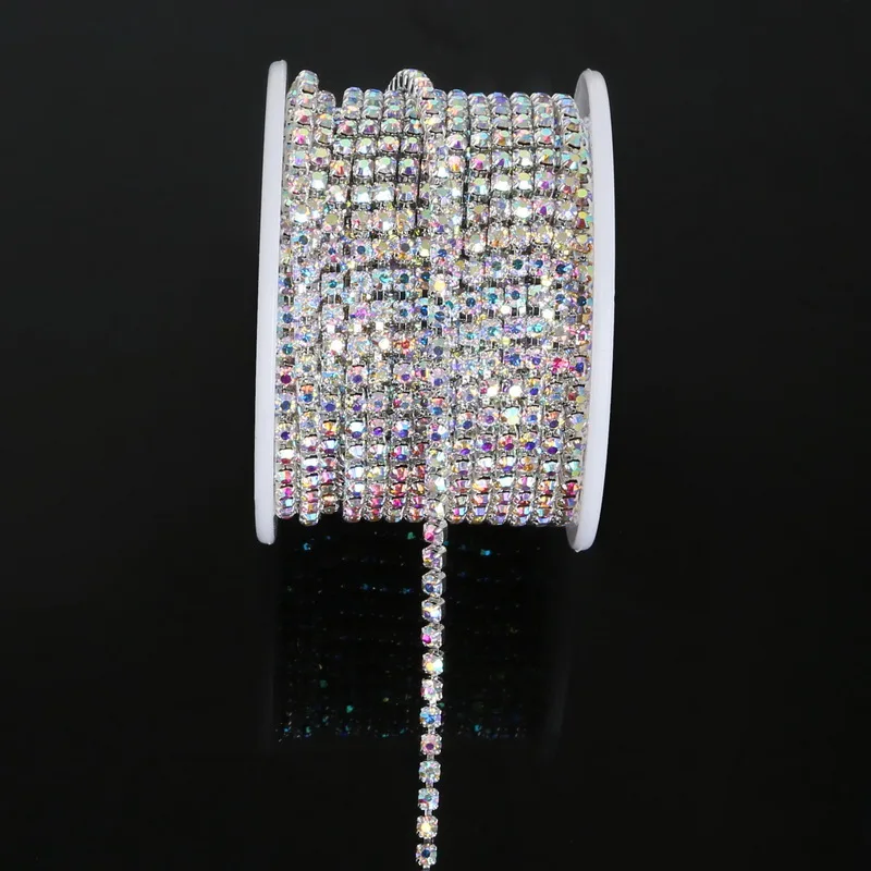 Хит продаж цепочка из горного хрусталя белая AB SS6 SS10 SS12 Серебряная цветная для