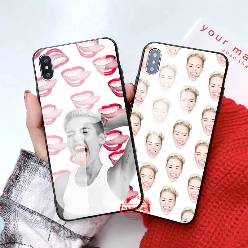 Майли Сайрус из мягкой резины стекло чехол для телефона Apple iPhone 11 Pro X XS Max 6 6S 7 8 плюс