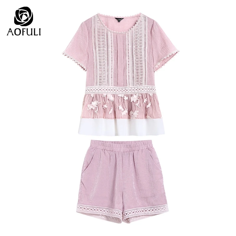 Женский костюм с шортами S/M/L/XL/5XL комплект из двух предметов: блузка коротким