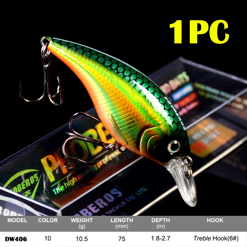 1 шт. приманка для рыбалки экспортируется в Японию 7 5 см 10 г Topwater Fat Crank Bait 3D Eyes Slow