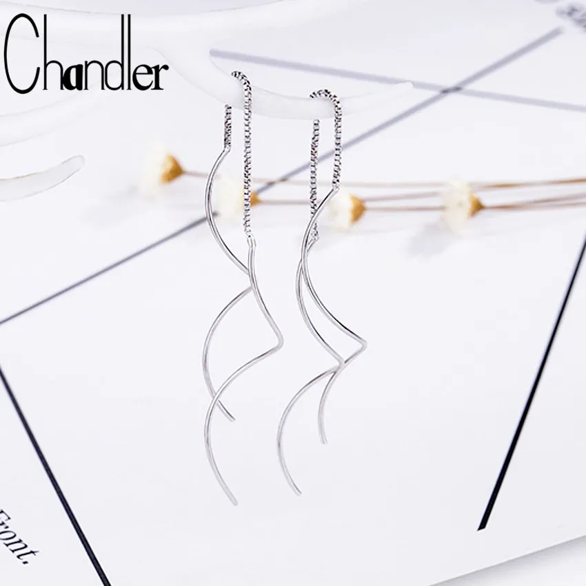 Женские Длинные Двухсторонние серьги Chandler Wave Moon Star корейские с нитью