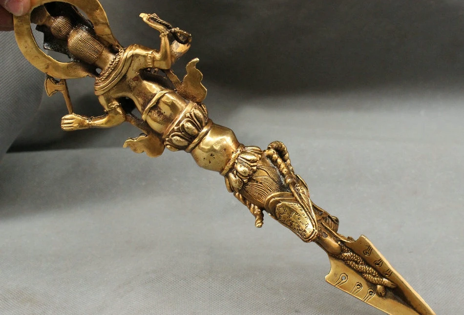 12&quot Tibet Brass Ganesh Lord Ganesha Buddha Statue Buddhism Phurpa Talismans | Дом и сад