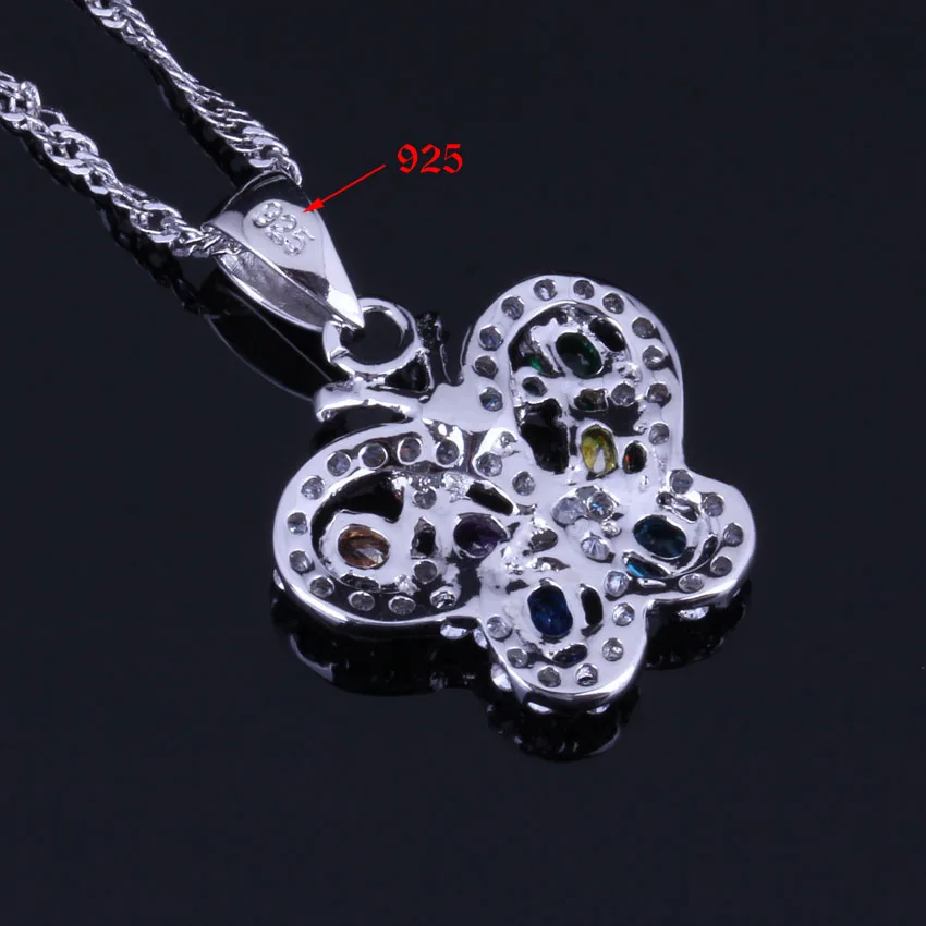 Бабочка Multigem разноцветный Кубический Цирконий 925 стерлингового серебра