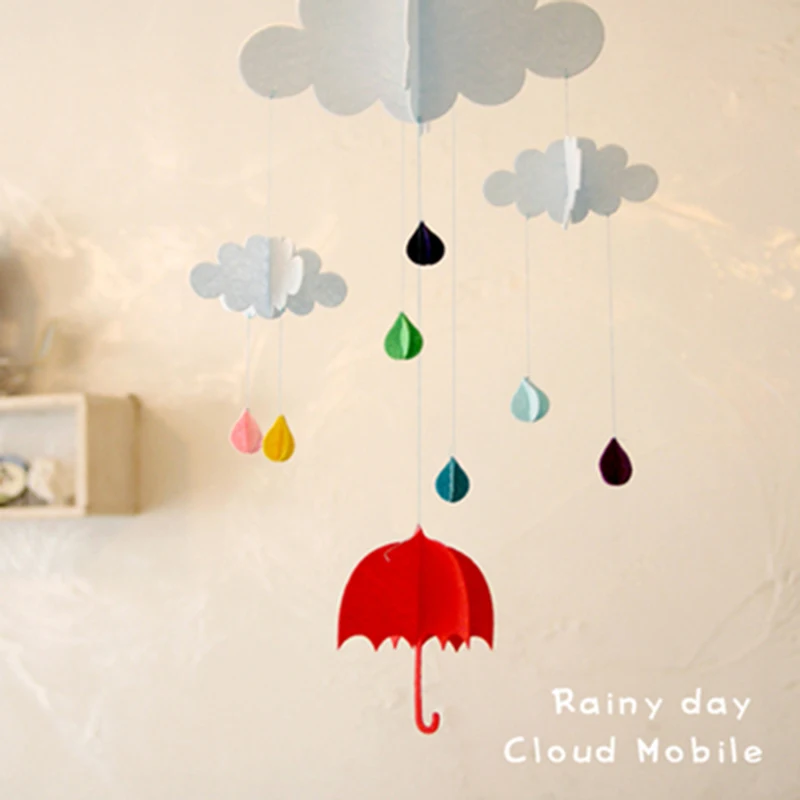 Облако дождь Unbrella украшения из войлока украшения украшение комнаты для малышей флаг DIY Домашний день рождения для школьного Кабинета, детского сада Милая ручная работа