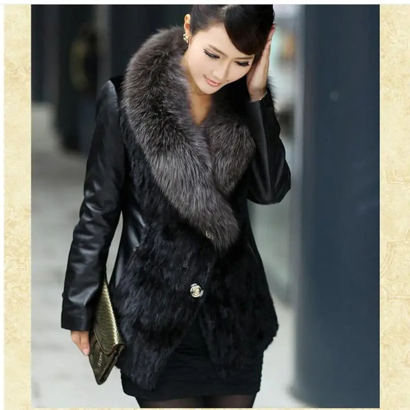 Женская куртка из искусственного меха норки короткая искусственной кожи в стиле
