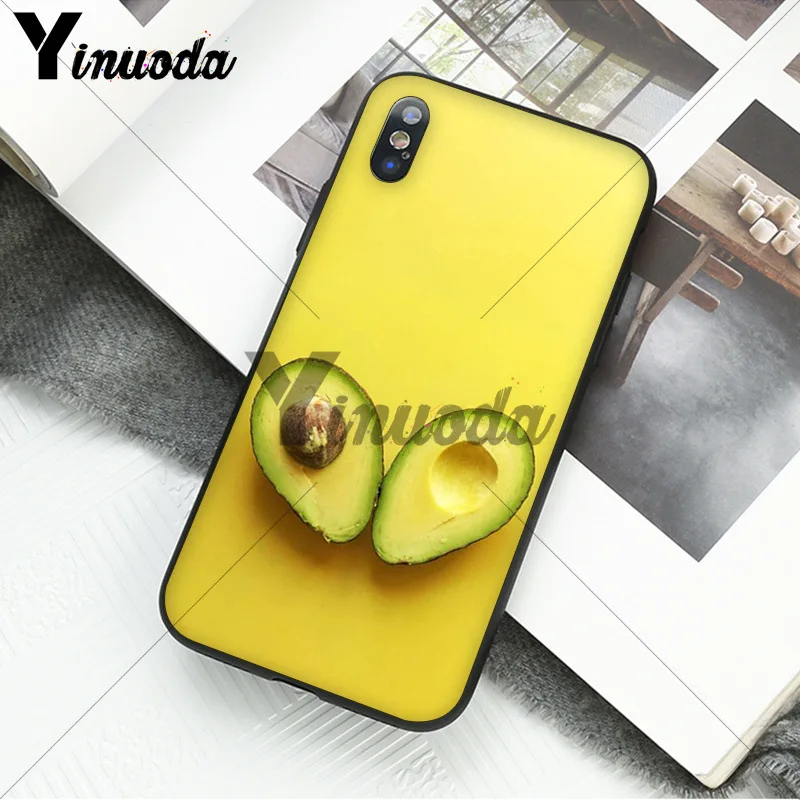Yinuoda милый черный мягкий резиновый чехол для телефона из ТПУ с авокадо Apple iPhone 8 7 6