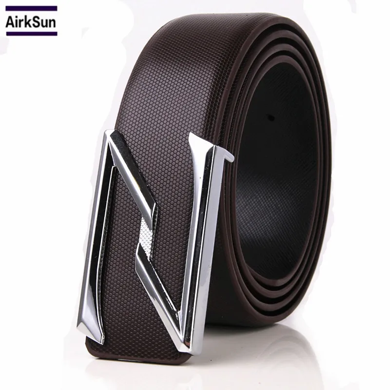 Ремень мужской из воловьей кожи роскошный Гладкий пояс с пряжкой Международный