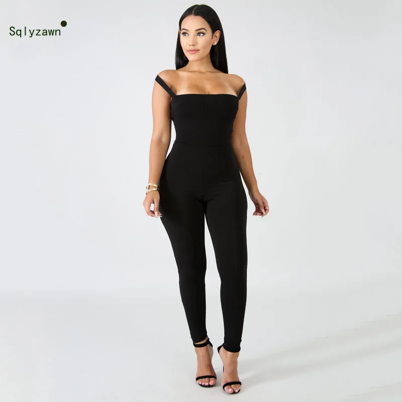2019 женское сексуальное с открытой спиной бесшовное черное комбинезоны уличная