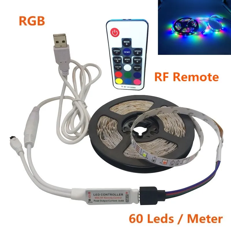 RGB17 Светодиодный светильник с питанием от USB 5 в постоянного тока 2835 RGB/белый/теплый белый водонепроницаемая лента светодиодный светильник 1 м 2 м 3 м 4 м 5 м ТВ фоновый светильник ing - Испускаемый цвет: RGB17