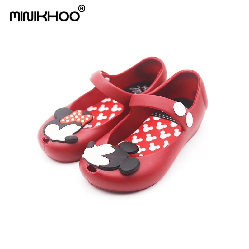 Mini Melissa/Новинка 2018 года мини обувь с Микки и Минни прозрачные сандалии детская