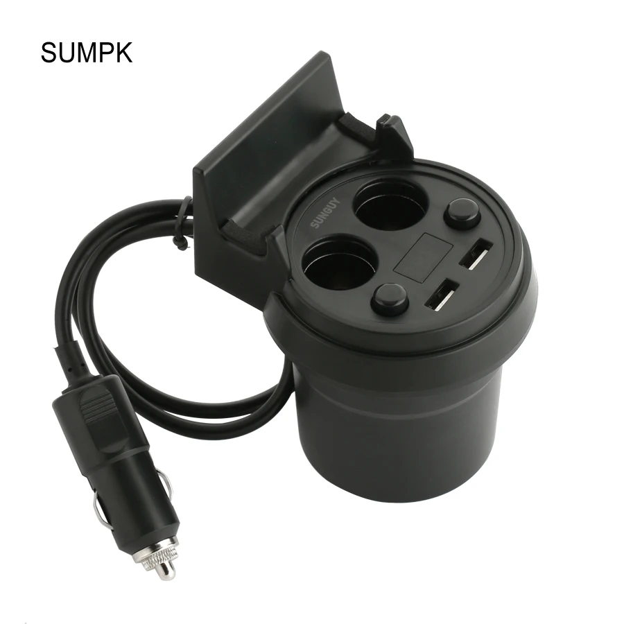 SUMPK 5V 3.1A зарядное устройство для автомобиля с двумя портами USB и прикуриватель
