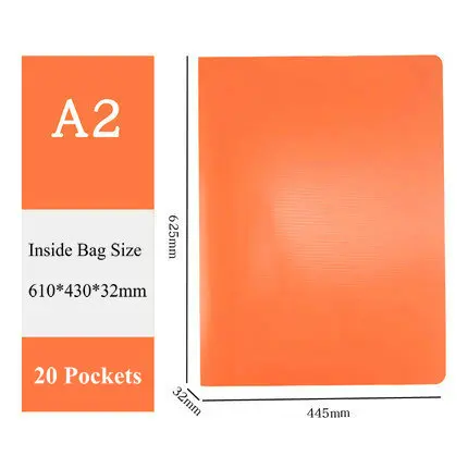 20 Pockets A2 бумажный Органайзер буклет Мульти Карманный мешок для документов рисунки картины дисплей книга - Цвет: 20 Pockets