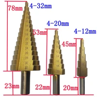 4 32 4 20 4 12 gold color triangular handle stepped drill pagoda drill steps high speed steel drill 3pcs set
