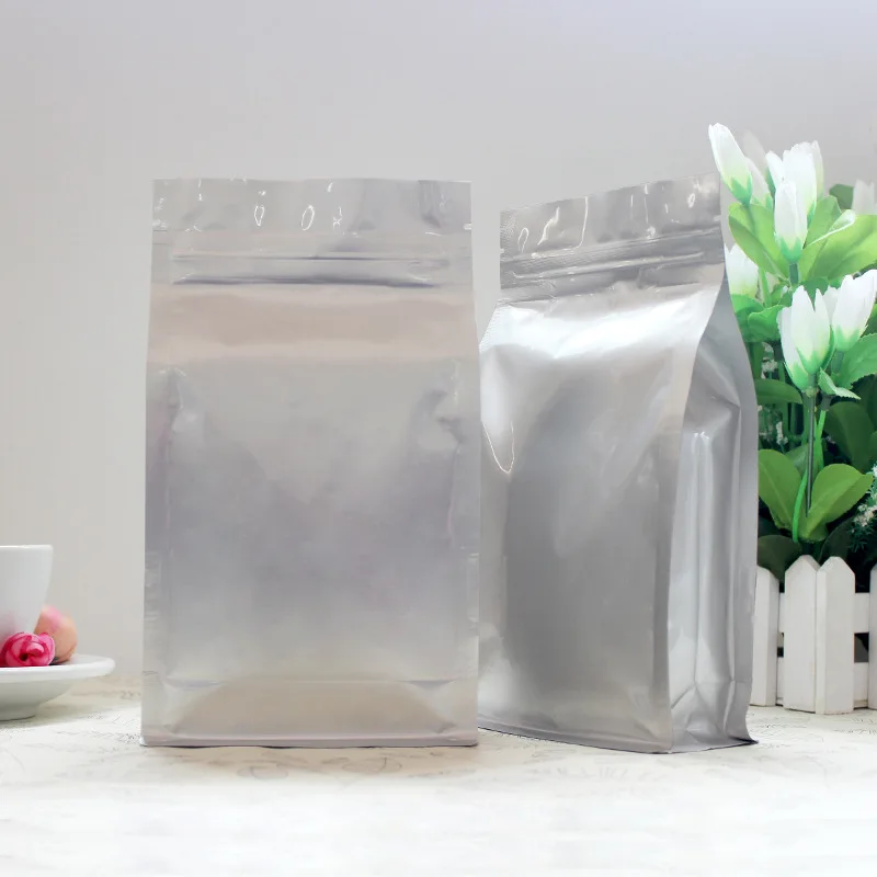 

50pcs Eight side seal aluminum foil ziplock bag melon tea sealed plastic pocket