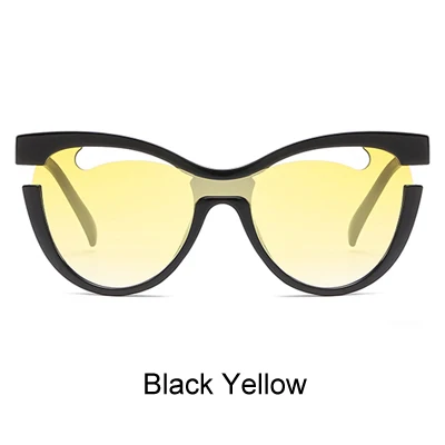Black Yellow Два ocklock женские солнцезащитные очки кошачий глаз женские брендовые дизайнерские Черные Серые солнцезащитные очки для женщин открытые очки ретро-оттенки X2746 - Цвет линз: Black Yellow