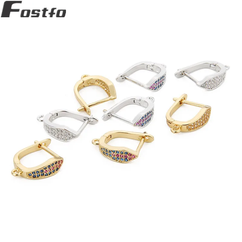 Fostfo, 2 шт., 1,5*1,9 см, золотой, серебряный цвет, крючки для сережек с кристаллами для женщин, модные, сделай сам, серьги, ювелирное изделие, аксессуары