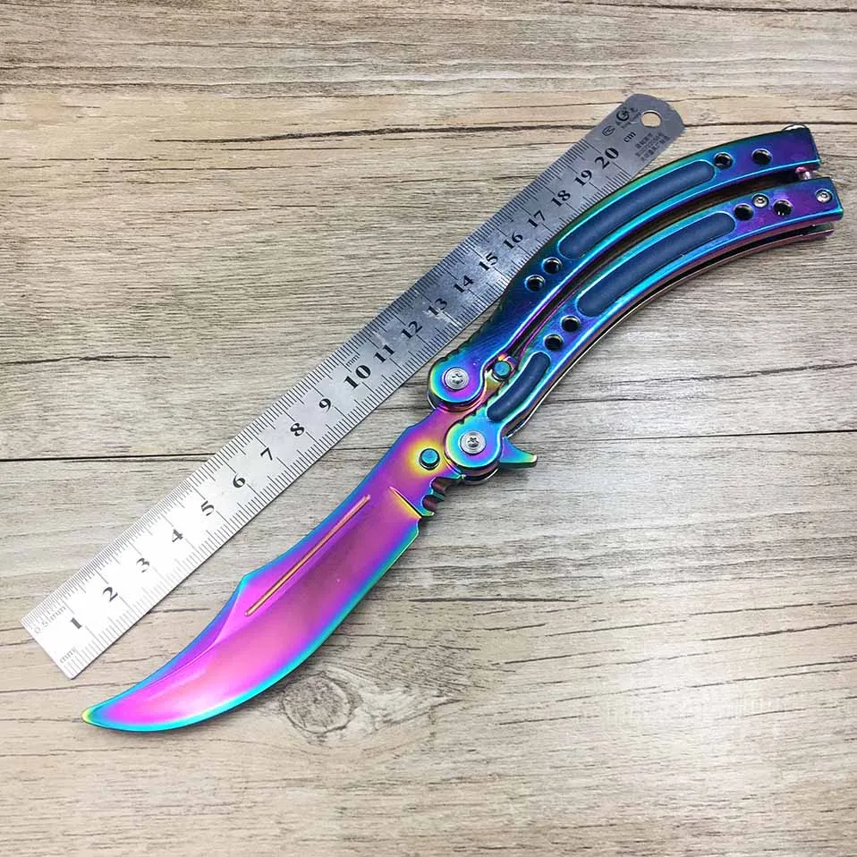 Fade Дропшиппинг CS GO бабочка в ноже Karambit нож бабочка складной тренировочный нож игровой нож тупое лезвие без края инструмент - Цвет: Fade