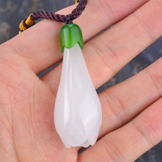 Высокое качество Хотан нефрит кулон ювелирные колье белая Орхидея | Украшения и
