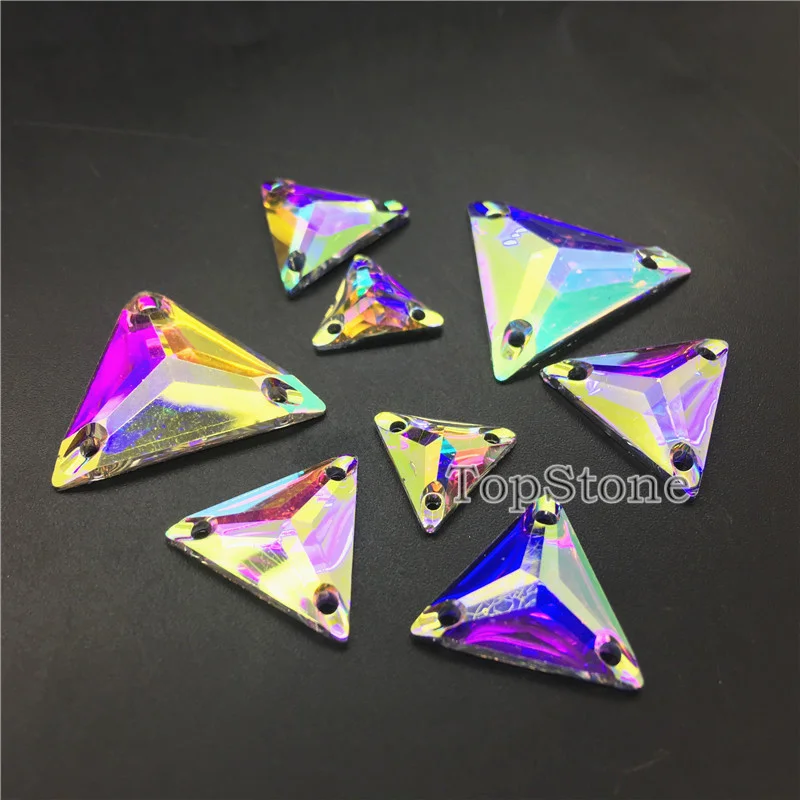 TopStone Crystal AB треугольные стразы из смолы шитье бисера Ювелирных изделий плоская