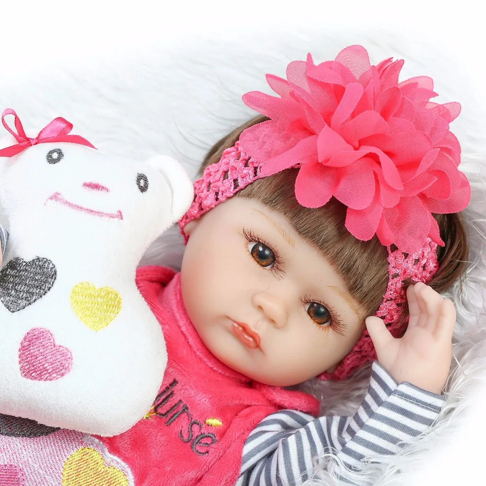 

New 16 Inches 42cm Silicone Doll Reborn Baby Kawaii Kids Toys Girls boneca Gift bebe Dolls brinquedos