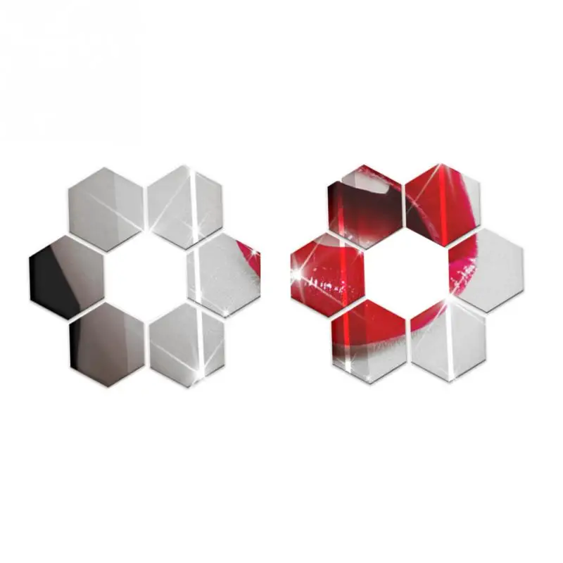 Зеркальные 3D наклейки акриловые украшения сделай сам в виде шестиугольника