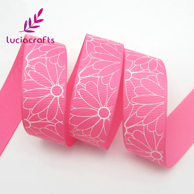Lucia crafts 25 мм полиэфирная атласная лента с цветочным принтом ленты для рукоделия
