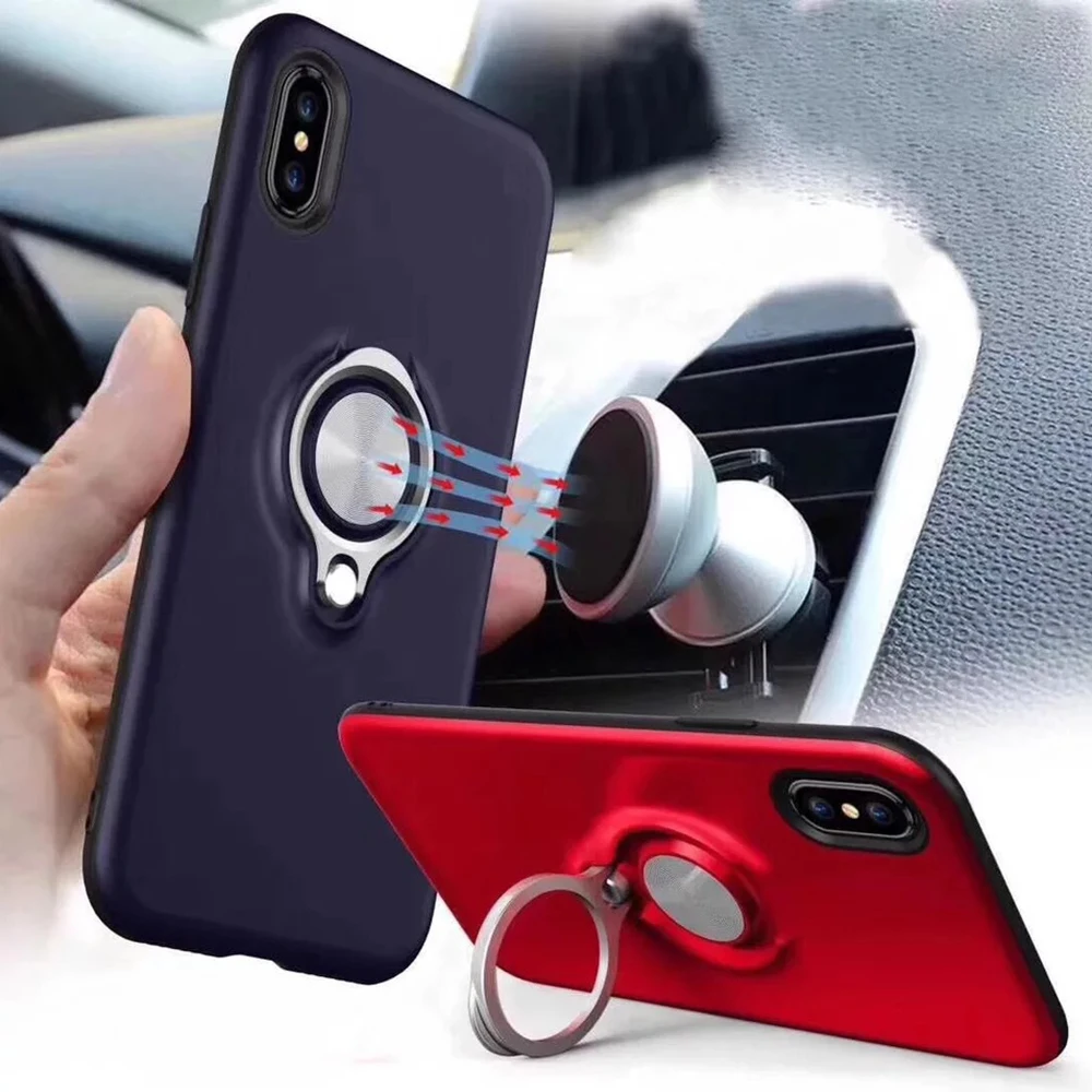 Магнитный чехол-держатель для телефона с кольцом на палец iPhone 7 8 Plus XS MAX XR X