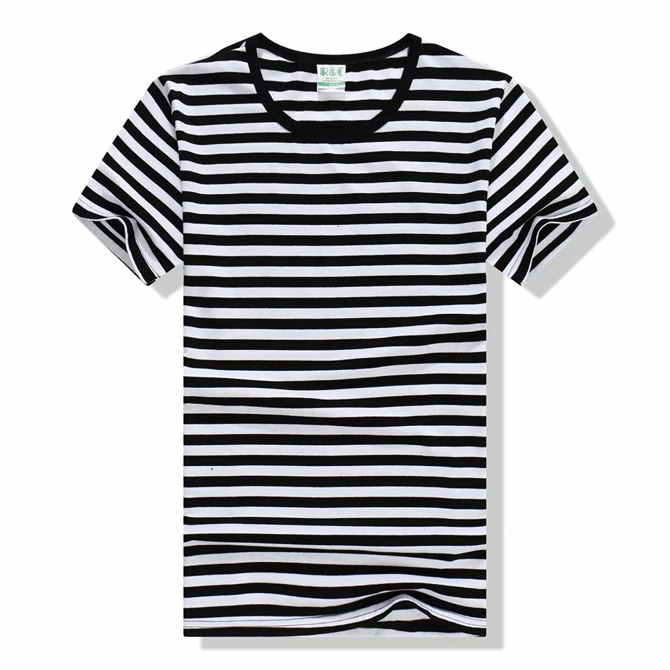 Femme sailor красочные футболки мужские и женские хлопковые полосатые летние футболки с короткими рукавами тонкие высококачественные футболки топы - Цвет: BLACK