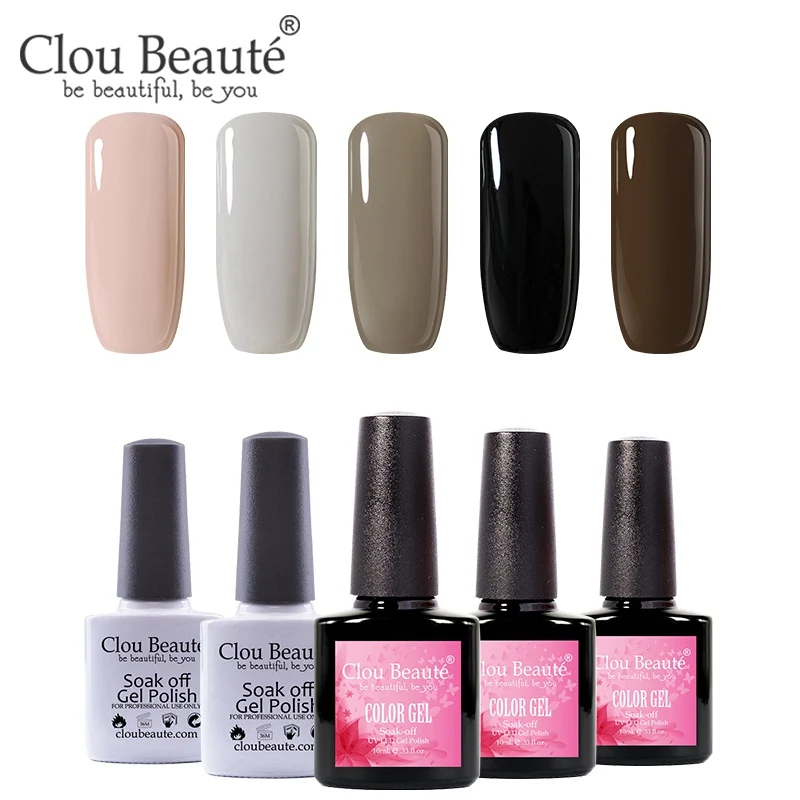 Clou Beaute Гель-лак для ногтей Полупостоянный УФ набор гель-лаков для ногтей Базовое покрытие верхнее покрытие Гель-лак 10 мл УФ/светодиодный Гибридный гвоздь искусство - Цвет: 10ml-5pcs-28