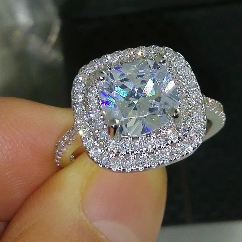Fashion AAA CZ Rings For women Show Elegant Temperament Jewelry Womens Girls Silver color Engagement party Wedding Ring gifts