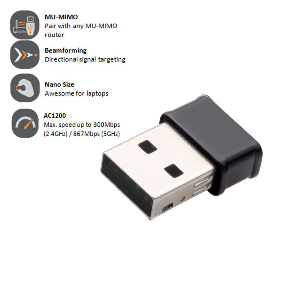 Мини 1200 Мбит/с USB беспроводная сетевая карта WiFi LAN адаптер Горячая распродажа 802.11ac 2,4g& 5GHZ wifi ключ Mini 802.11AC
