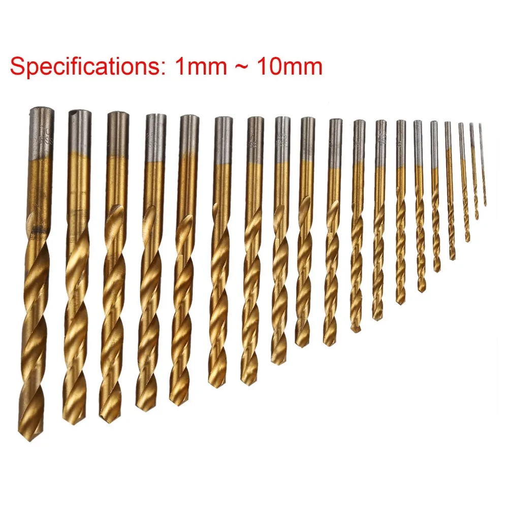 19 шт. набор сверл с титановым покрытием HSS Twist Drill Bit высококачественные