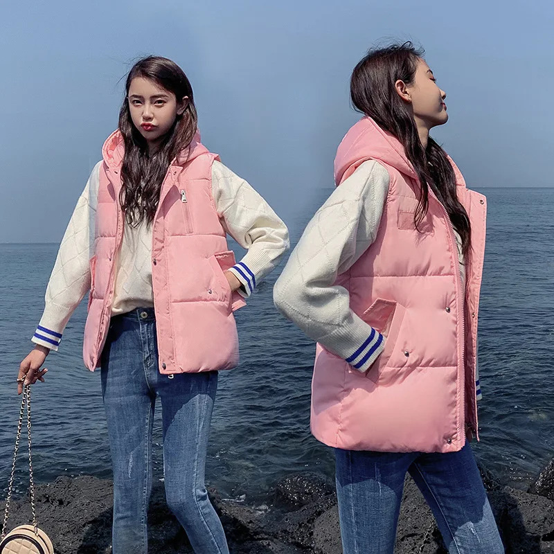 Новые зимние Пуховые Жилеты женские короткие пальто джокер хан издание