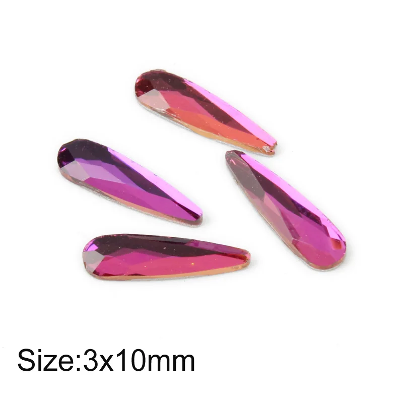 Long Drop 3x10mm Горячая Распродажа, модные стразы для дизайна ногтей, фиолетовые стразы с плоским основанием для 3D украшения ногтей - Цвет: Long Drop 3x10mm