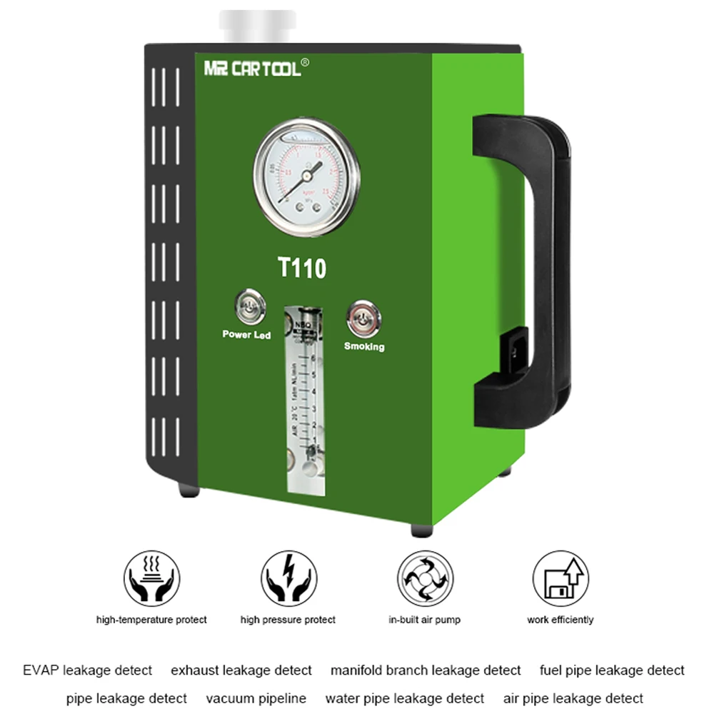 MR CARTOOL T110 автомобильный генератор дыма, детектор утечки труб, детектор дыма, Диагностический Авто 12 В постоянного тока, дымовая машина для автомобилей