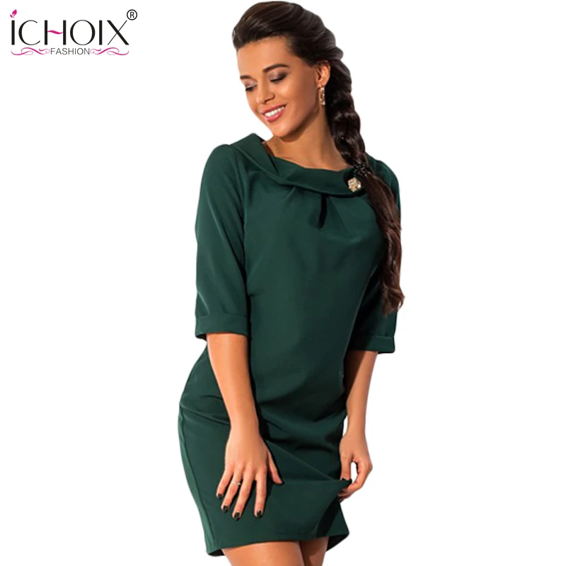 Ichoix 2018 новый летний Для женщин Vestidos Мода Большой Размеры круглым вырезом