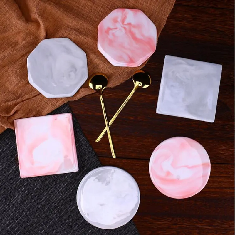 

Marble Ceramics Coaster Cup Pad Mat Heat insulation Table Bowl Mat Coffee Tea Cup Drink Coasters Round 3pcs 1set