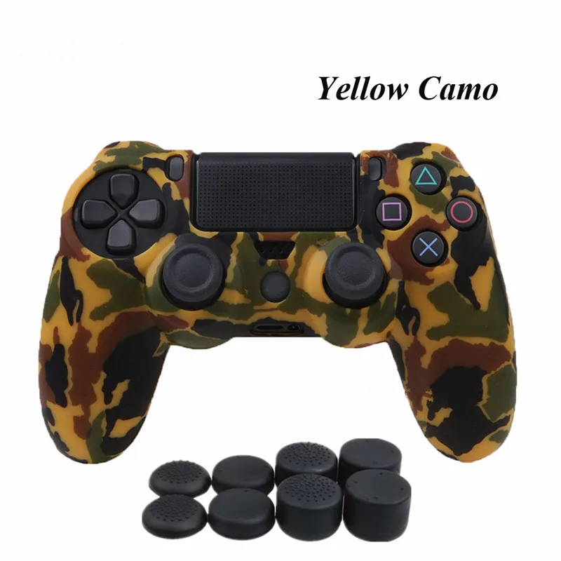 Yellow Camo Мягкий силиконовый Джойстик Геймпад Ручки Чехол колпачки на большой палец для sony DualShock 4 playstation 4 PS 4 Pro тонкий контроллер чехол - Цвет: Yellow Camo