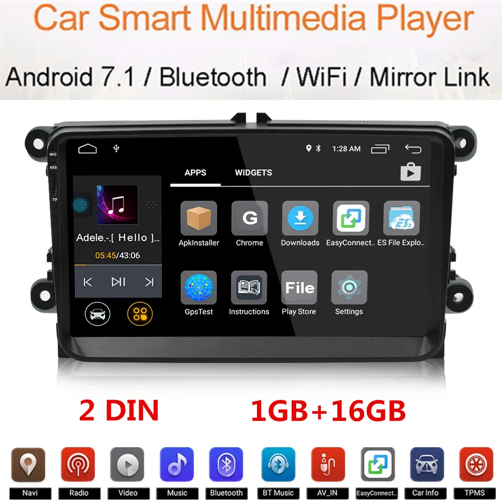 Универсальный 2 DIN Android Bluetooth Автомобильный плеер 9 дюймов сенсорный экран высокой