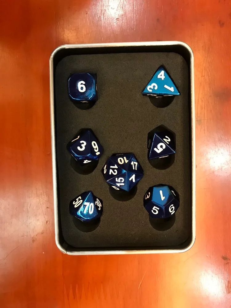 Metal Polyhedron 7 Dice Set (D4 D6 D8 D10(0-9) D10(00-90) D12 D20)Equipped with exquisite metal packing boxes | Спорт и развлечения