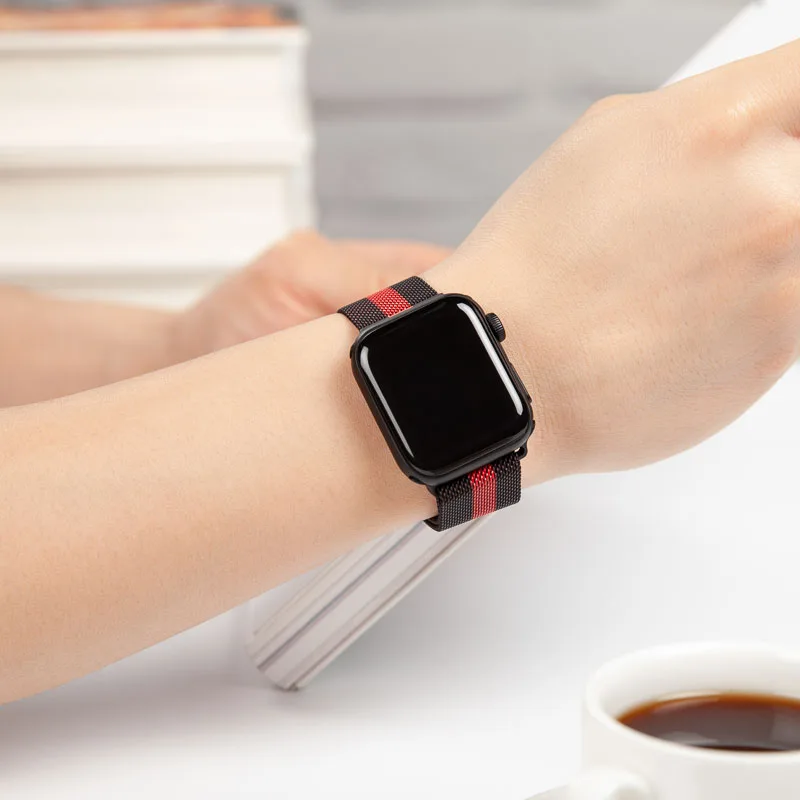 Миланская петля, ремешок для наручных часов Apple watch Series 4/3/2/1 Замена наручных часов iWatch, ремешок полосы Магнитная Нержавеющая сталь ремешок LM82001