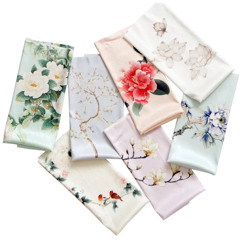 

New 40*60cm Imitation Silk Plant Flower Upholstery Cloth For Sewing Diy Bag Craft Material Pattern Fabric Textile Tissu Bag D30