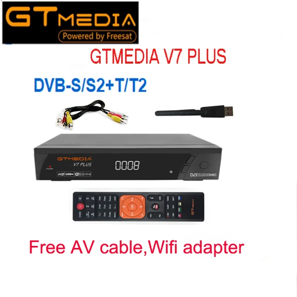 Белый GTMEDIA V7 плюс 1080P Full DVB-S/S2+ T/T2 Поддержка H.265 4-разрядный светодиодный дисплей Поддержка PowerVu DRE и Biss key Поддержка USB Wi-Fi - Цвет: Белый