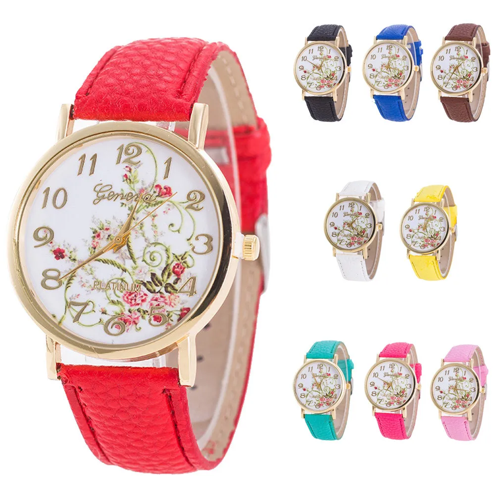 Geneva модные женские часы с цветами спортивные аналоговые кварцевые наручные