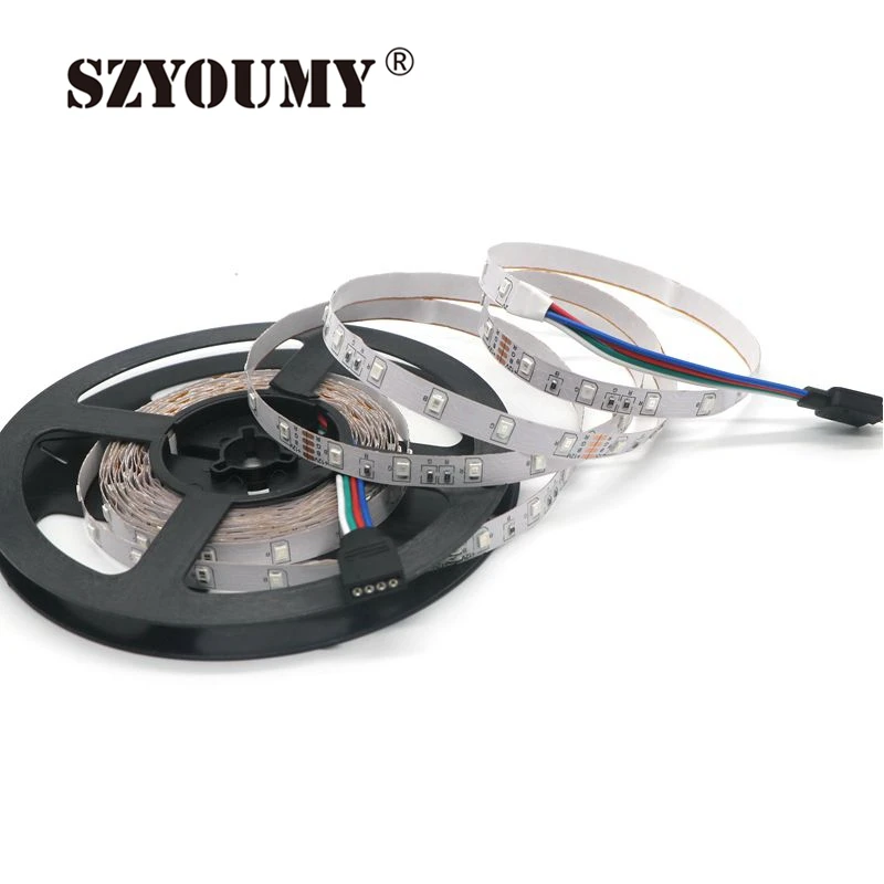 SZYOUMY 50 м (10 комплектов) RGB 2835 светодиодная полоса света 60LED/M без водонепроницаемого