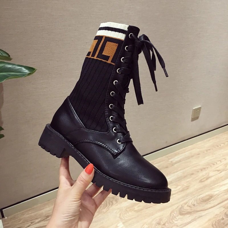 Wellwalk/Брендовые ботильоны Martens; женские высокие ботиночки на шнуровке; обувь на платформе с квадратным каблуком; женская зимняя обувь; Цвет Черный