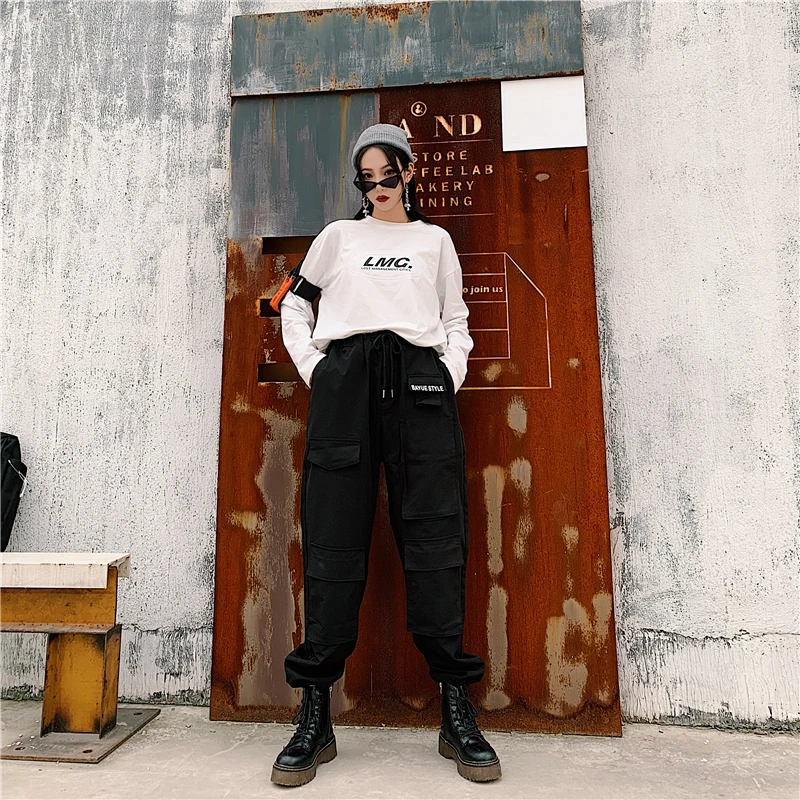 Harajuku Новая корейская мода женская одежда уличная ulzzang индивидуальные карманы с