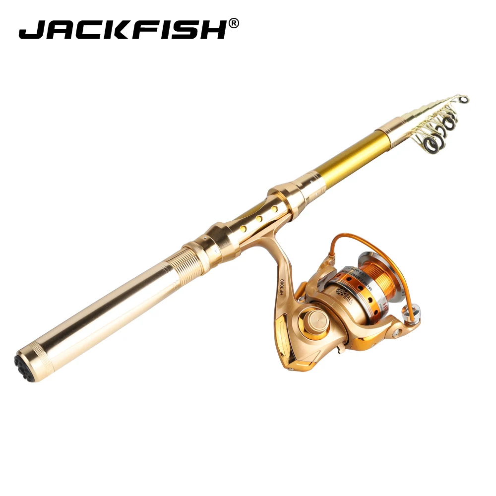 JACKFISH Спиннинг Удочка Комбо Телескопическая + 10BB Рыболовная катушка колеса