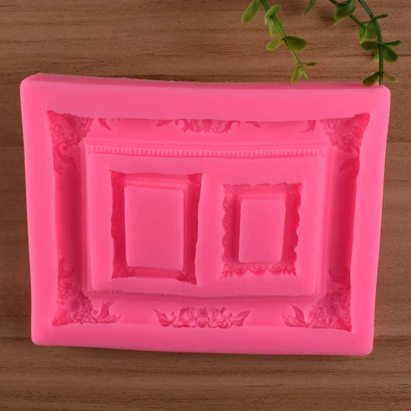 3 даже большая Ретро рельефная зеркальная рамка силиконовые формы 3D шоколадные